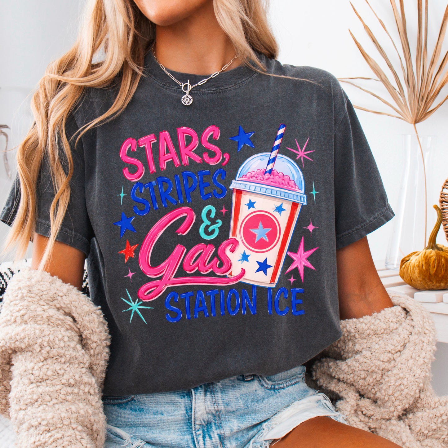 Stars Stripes & Gas Station Ice Comfort Color Graphic Tee