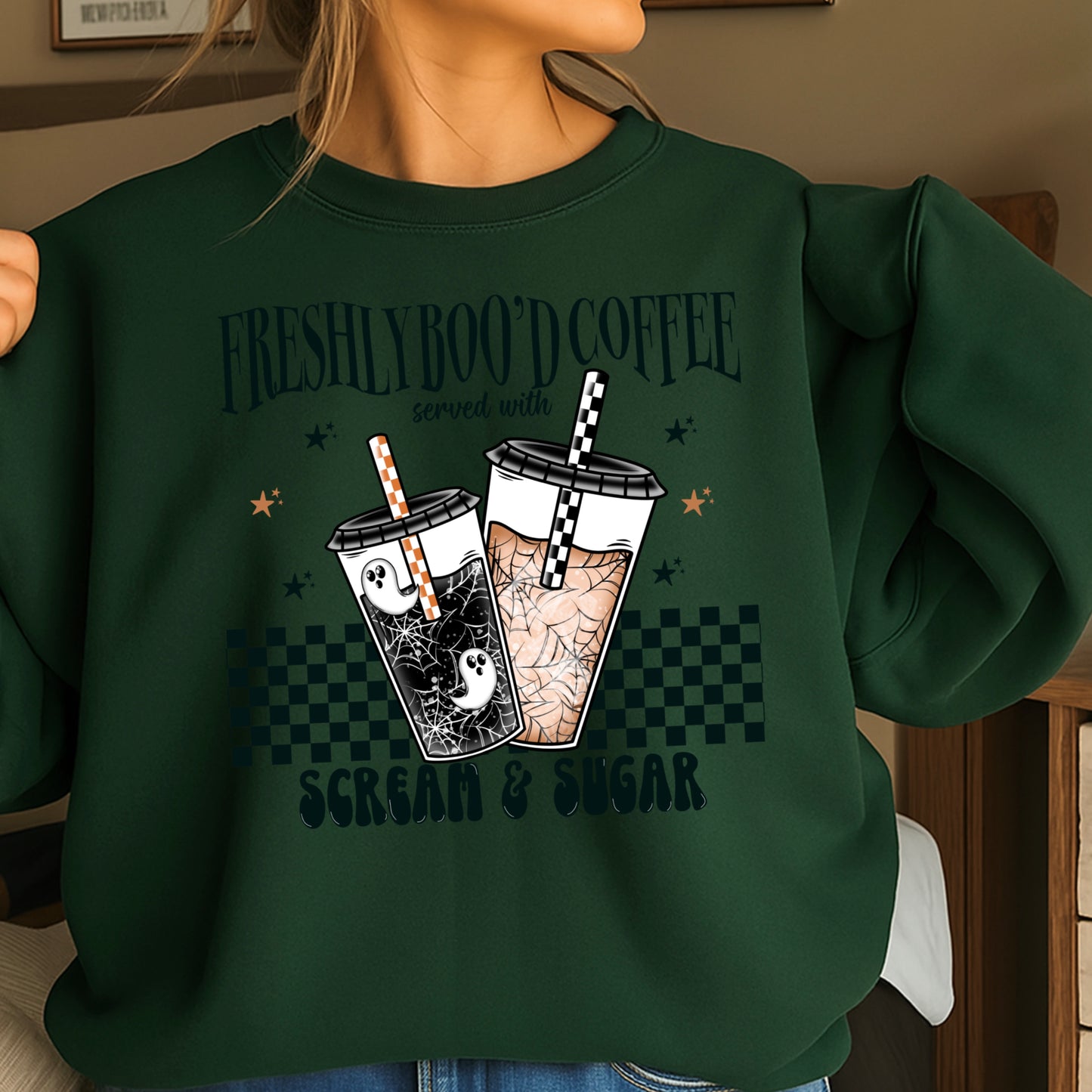 Freshly Boo’d Coffee Halloween Crewneck Sweatshirt