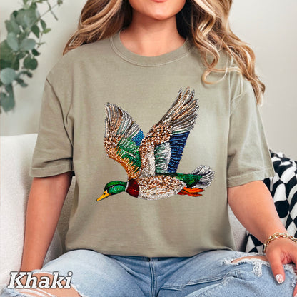 Faux Rhinestone Mallard Duck Comfort Color Graphic Tee