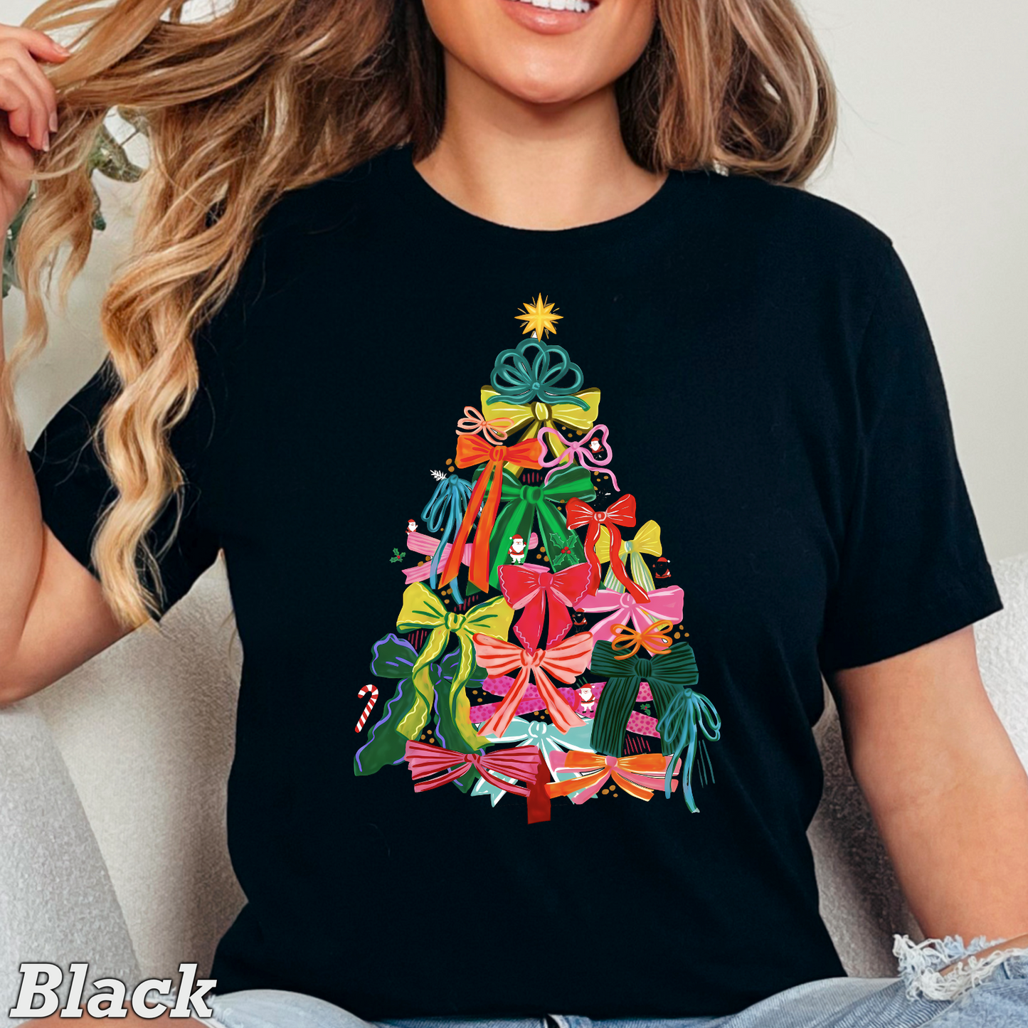 Bow Christmas Tree Comfort Color Graphic Tee