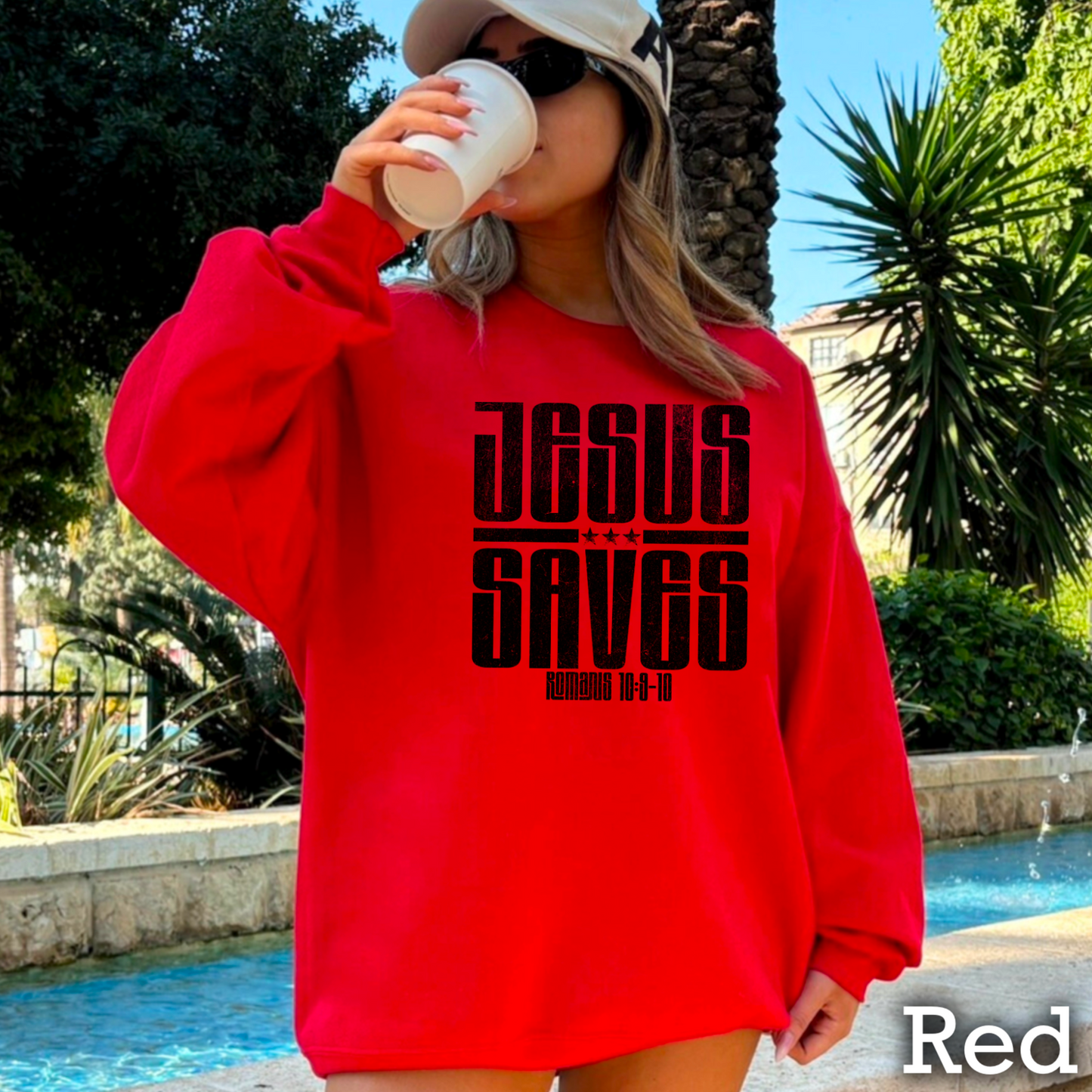 Jesus Saves Graphic Crewneck Sweatshirt