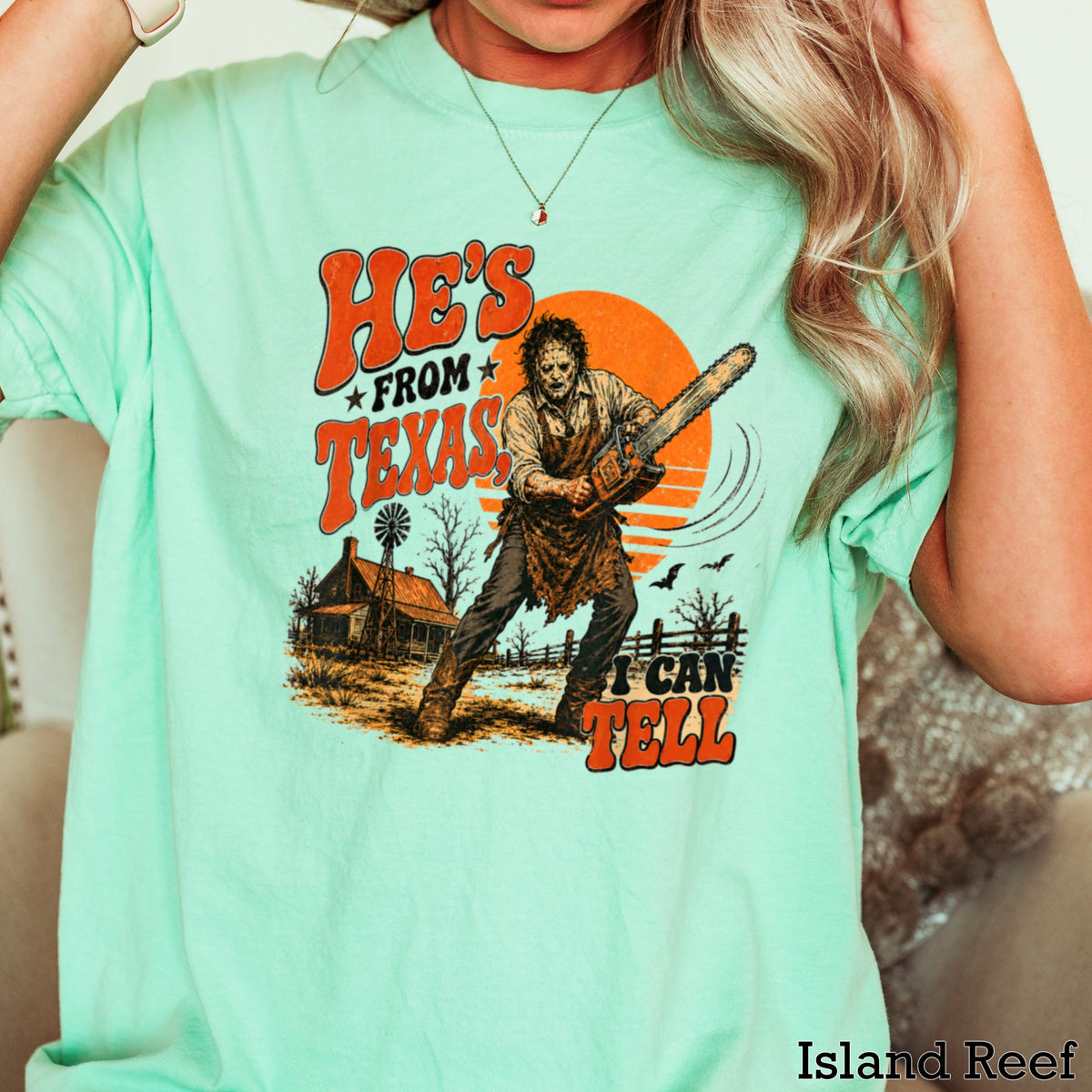 He’s From Texas Halloween Comfort Color Graphic Tee