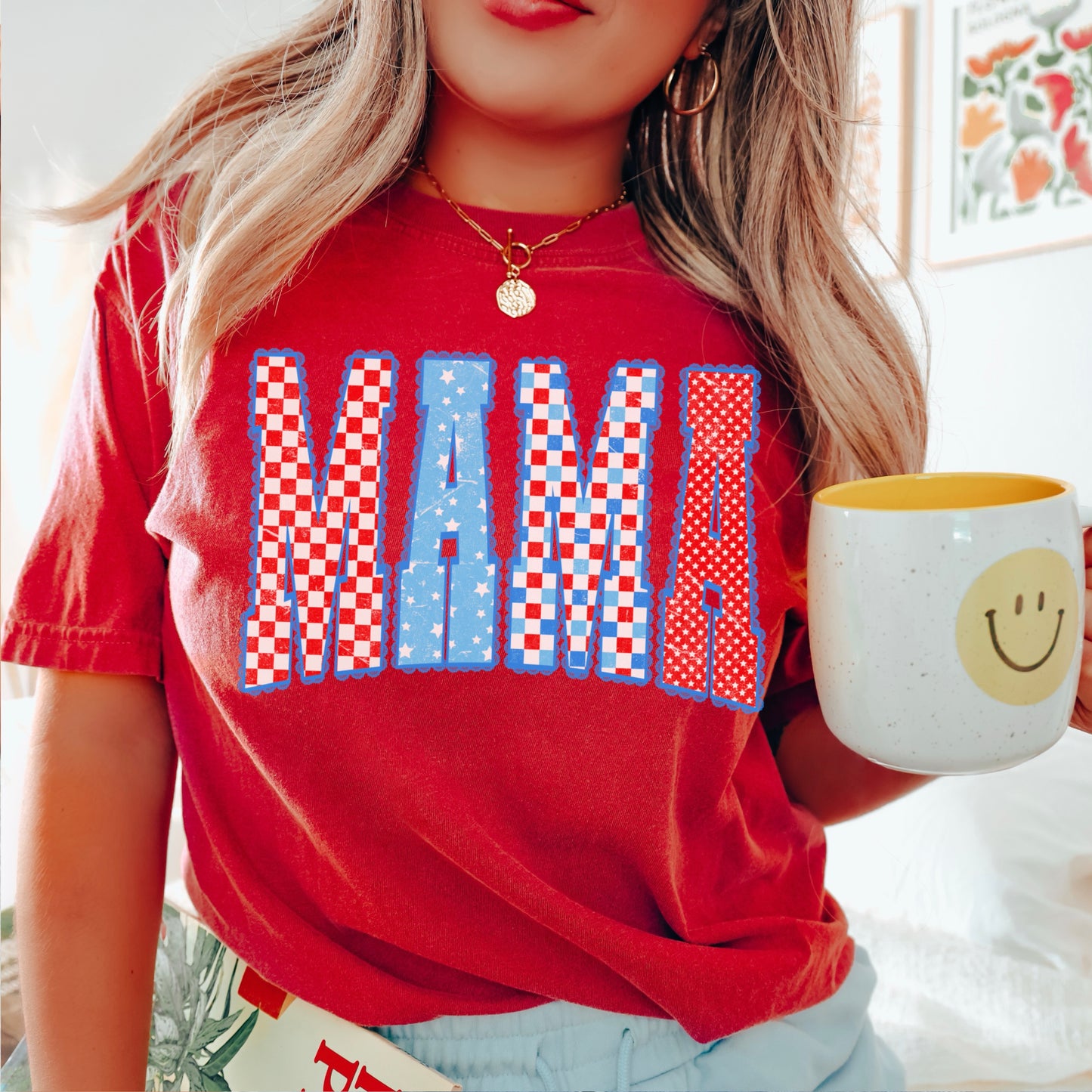 Mama Patriotic Comfort Color Graphic Tee
