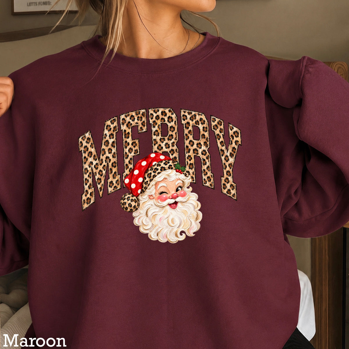 Leopard Merry Christmas Crewneck Sweatshirt