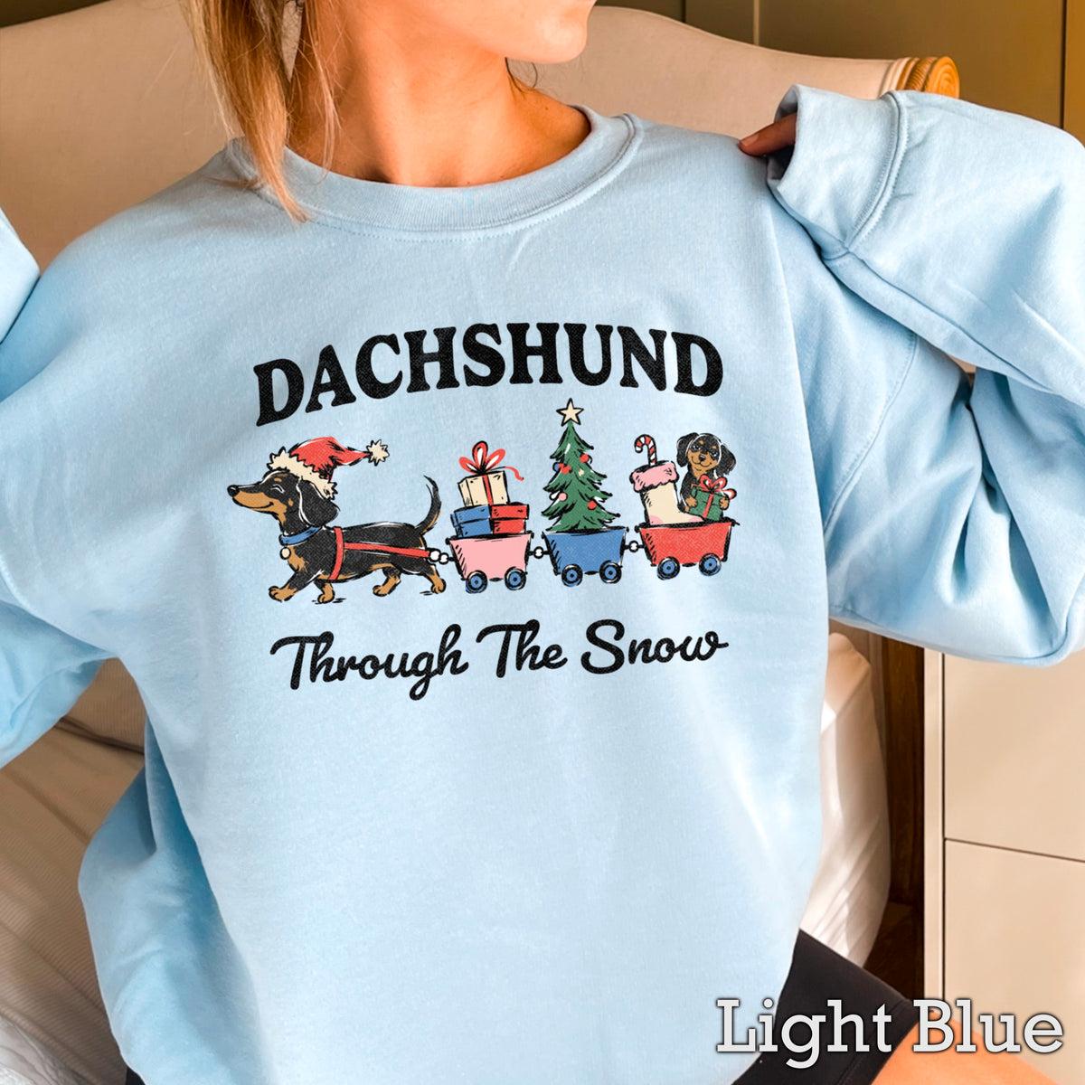 Dachshund Through the Snow Christmas Crewneck Sweatshirt
