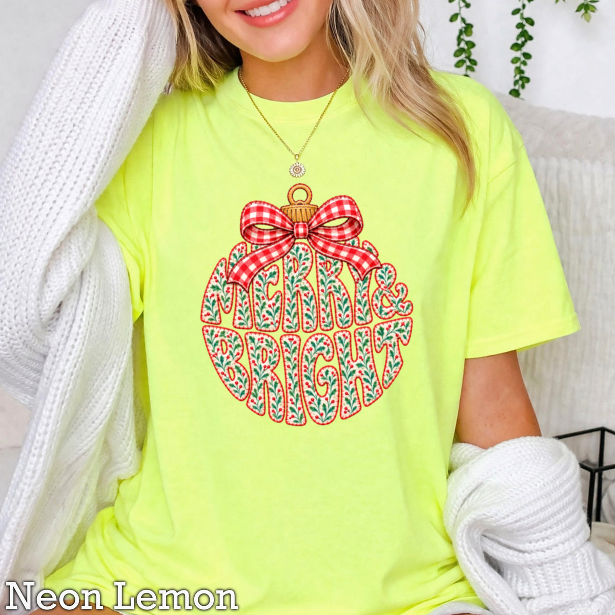 Merry & Bright Christmas Comfort Color Graphic Tee
