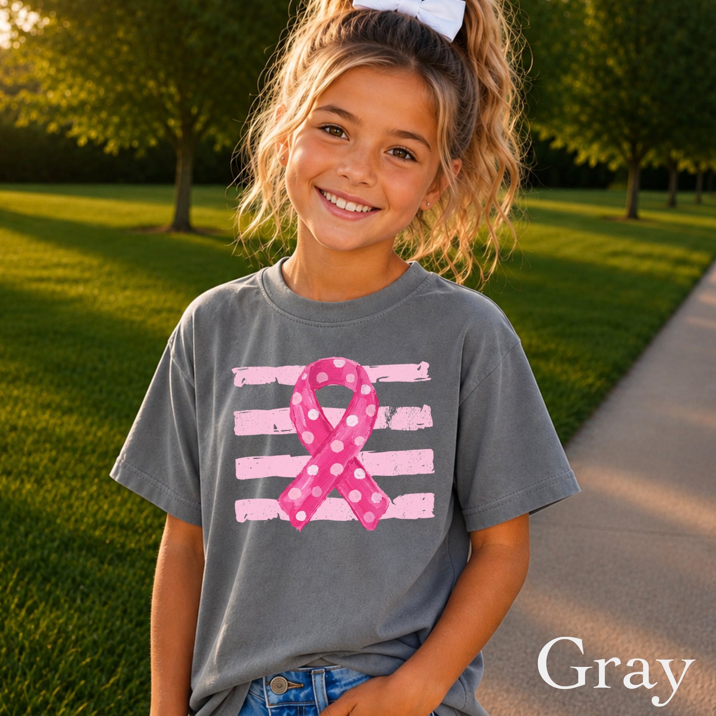 Breast Cancer Awareness Ribbon Youth Comfort Color T-Shirt