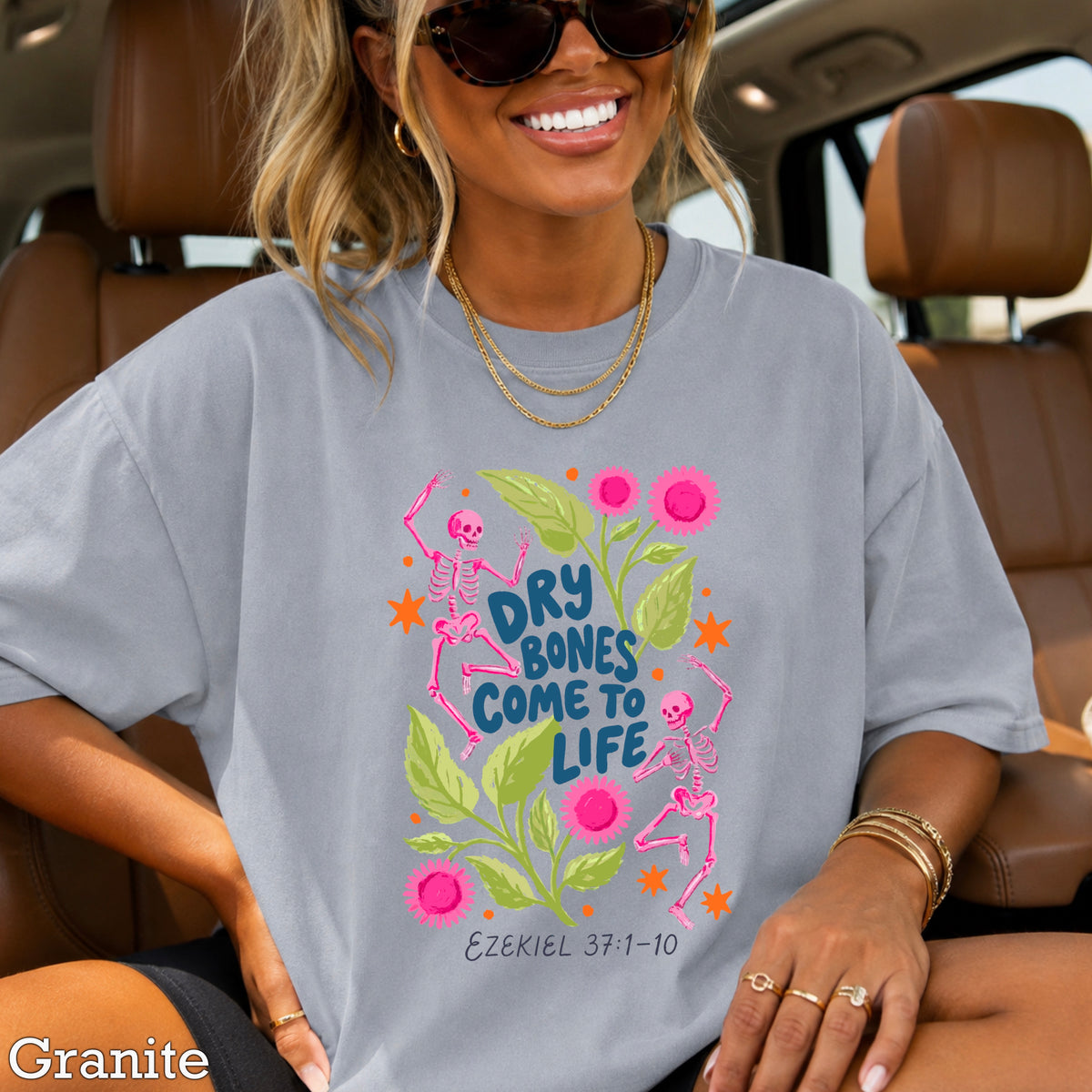 Dry Bones Come To Life Ezekiel 37 Navy Lettering Comfort Color Graphic Tee
