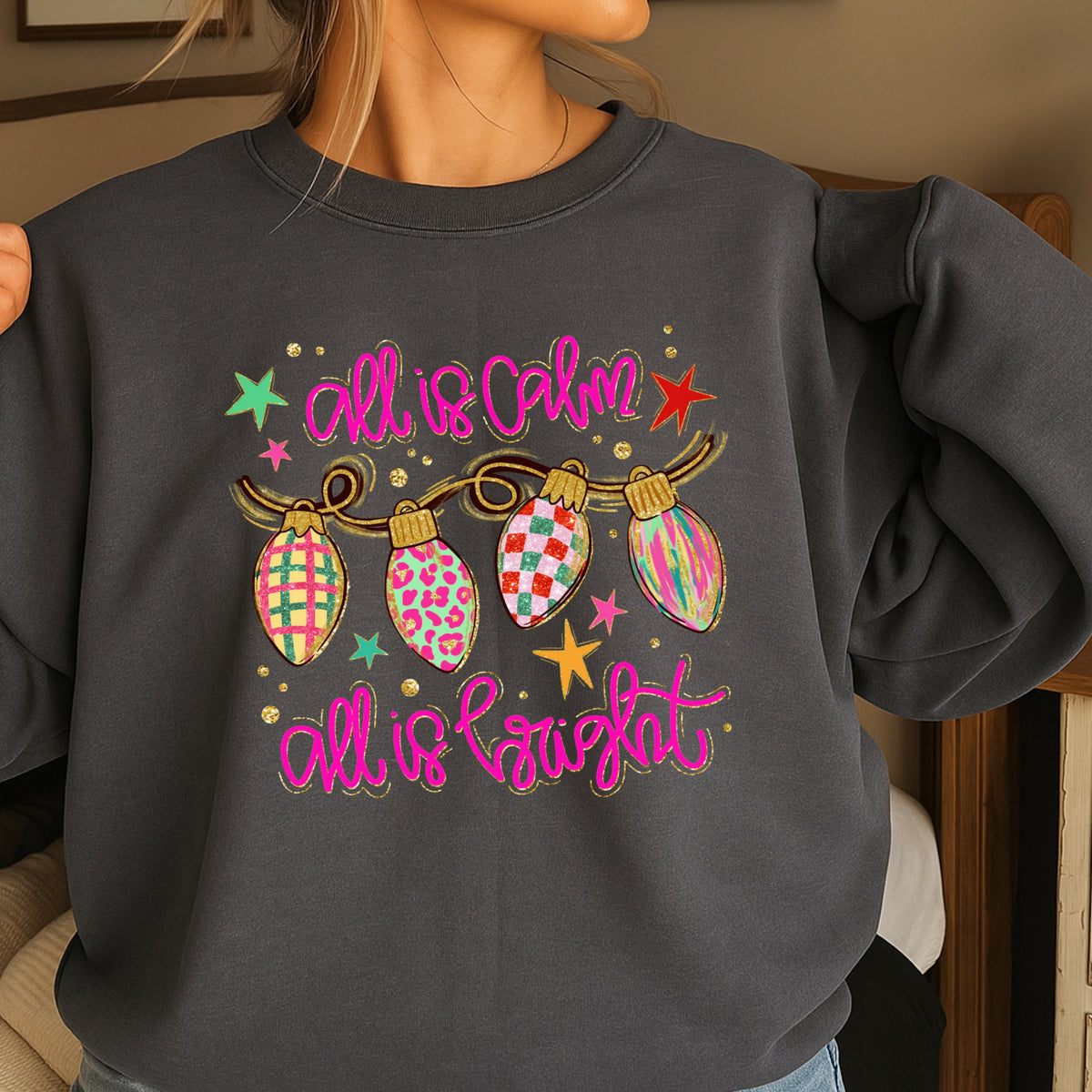 All Is Calm Christmas Crewneck Sweatshirt