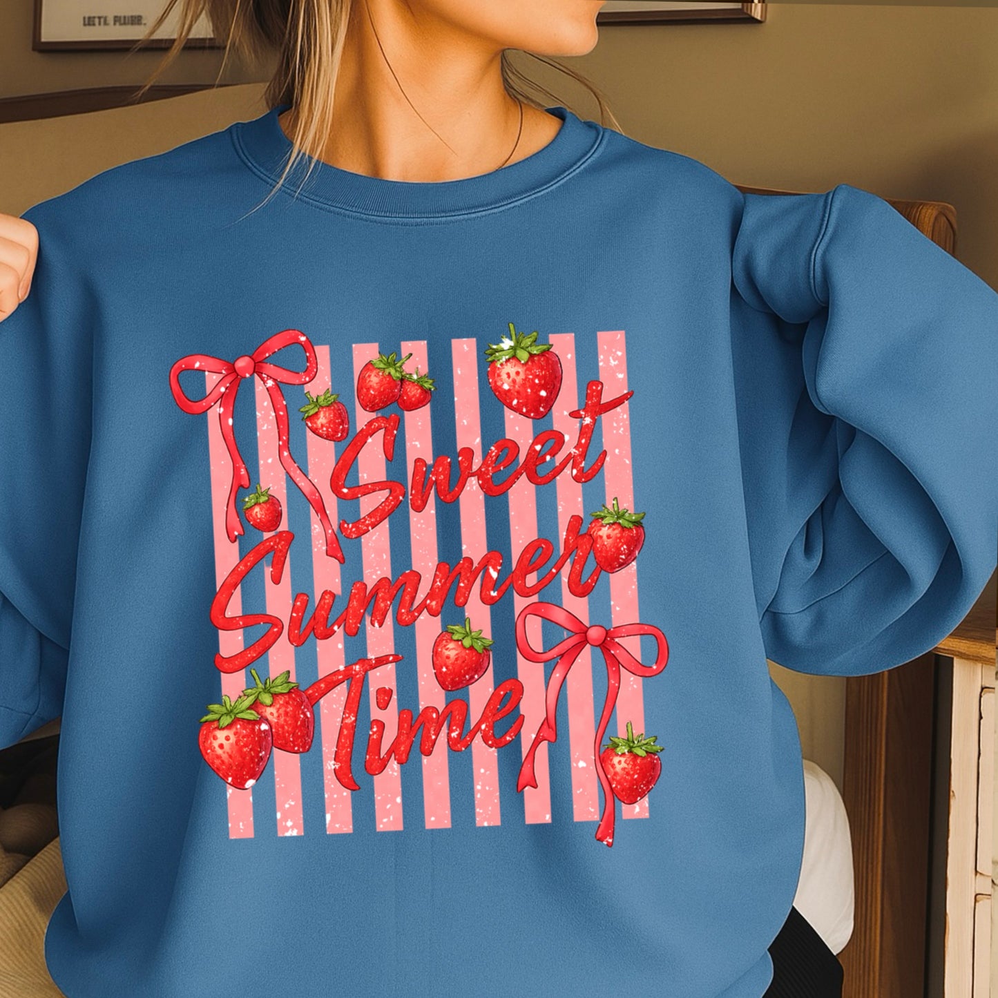 Sweet Summertime Strawberries Crewneck Sweatshirt