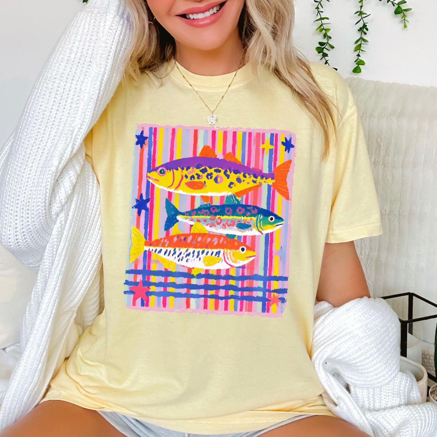 Preppy Fish Comfort Color Graphic Tee