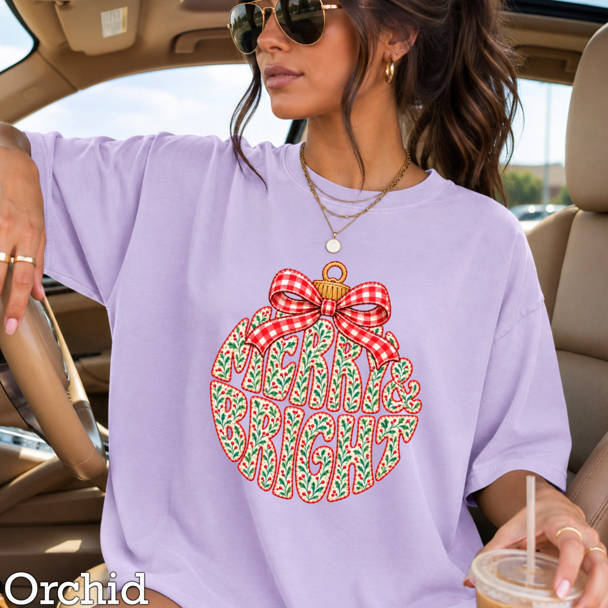 Merry & Bright Christmas Comfort Color Graphic Tee