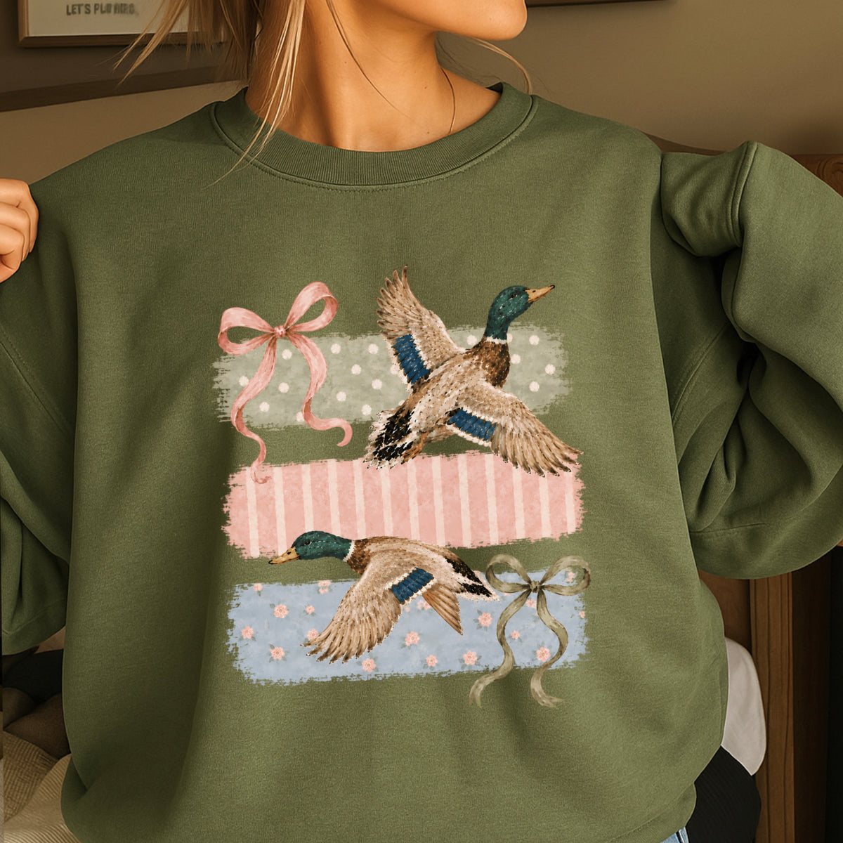 Mallard Ducks & Bows Crewneck Sweatshirt