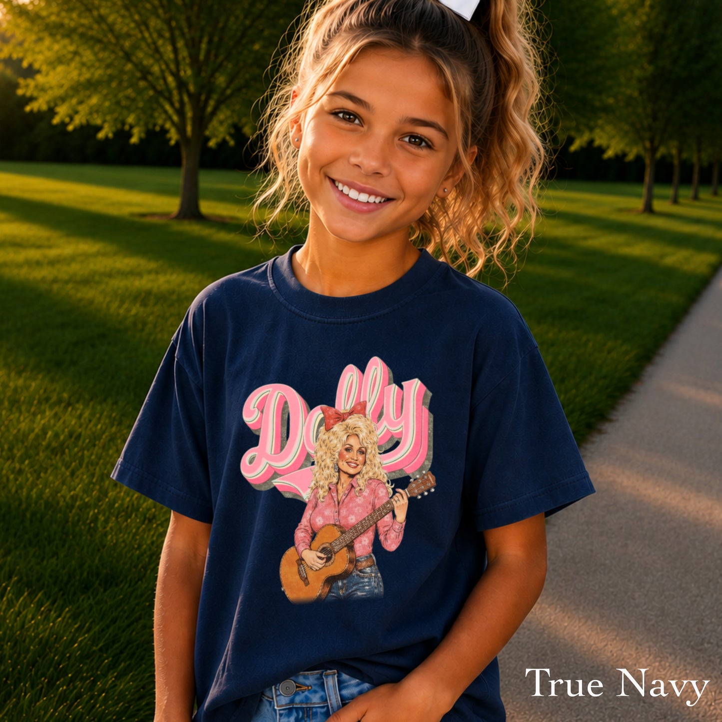 Pink Dolly Guitar Youth Comfort Color T-Shirt