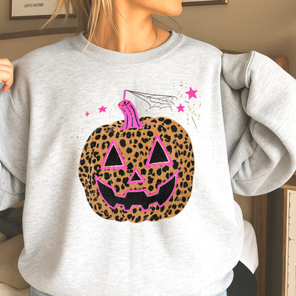 Leopard Pumpkin Halloween Crewneck Sweatshirt
