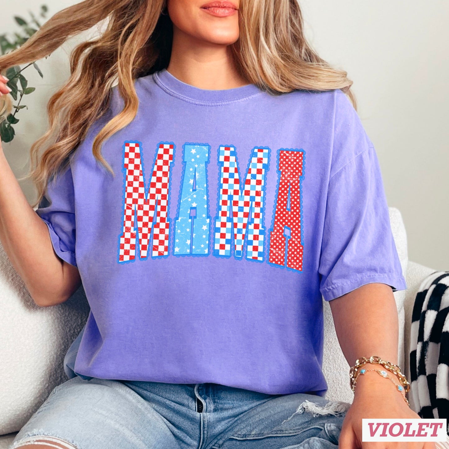Mama Patriotic Comfort Color Graphic Tee