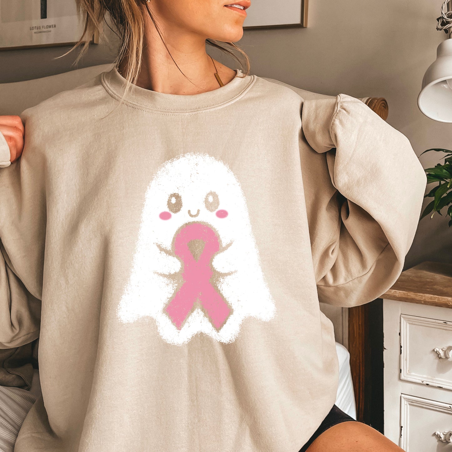 Breast Cancer Ghost Crewneck Sweatshirt