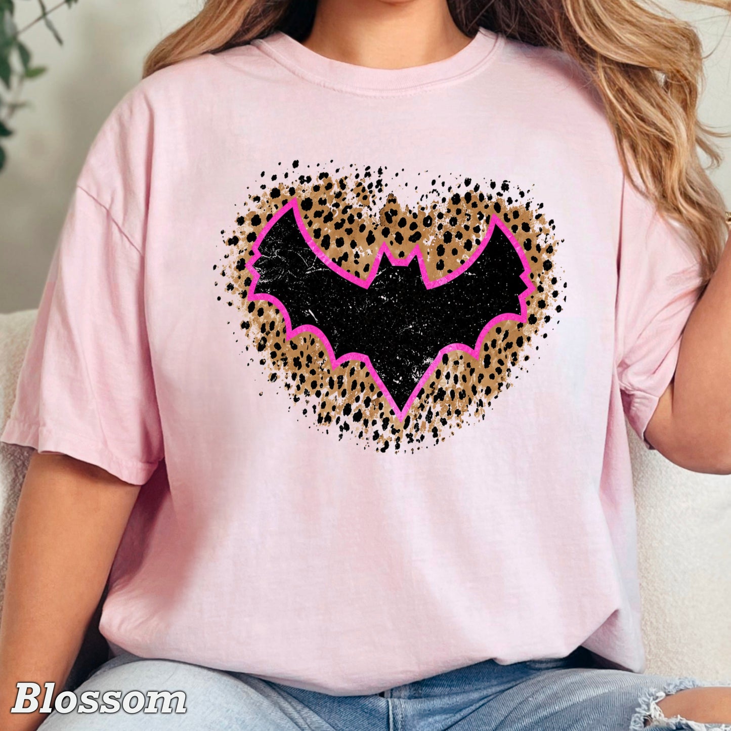 Leopard Bat Halloween Comfort Color Graphic Tee