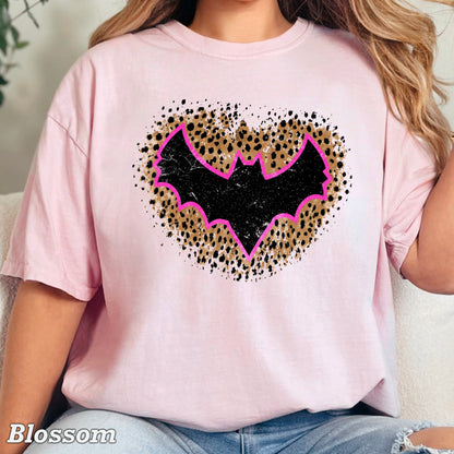 Leopard Bat Halloween Comfort Color Graphic Tee