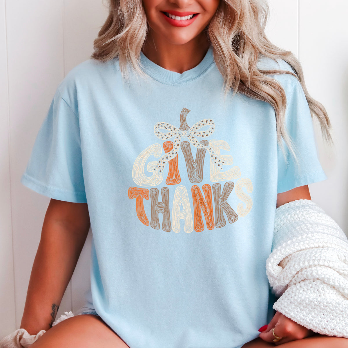 Give Thanks Thanksgiving Comfort Color Graphic Tee