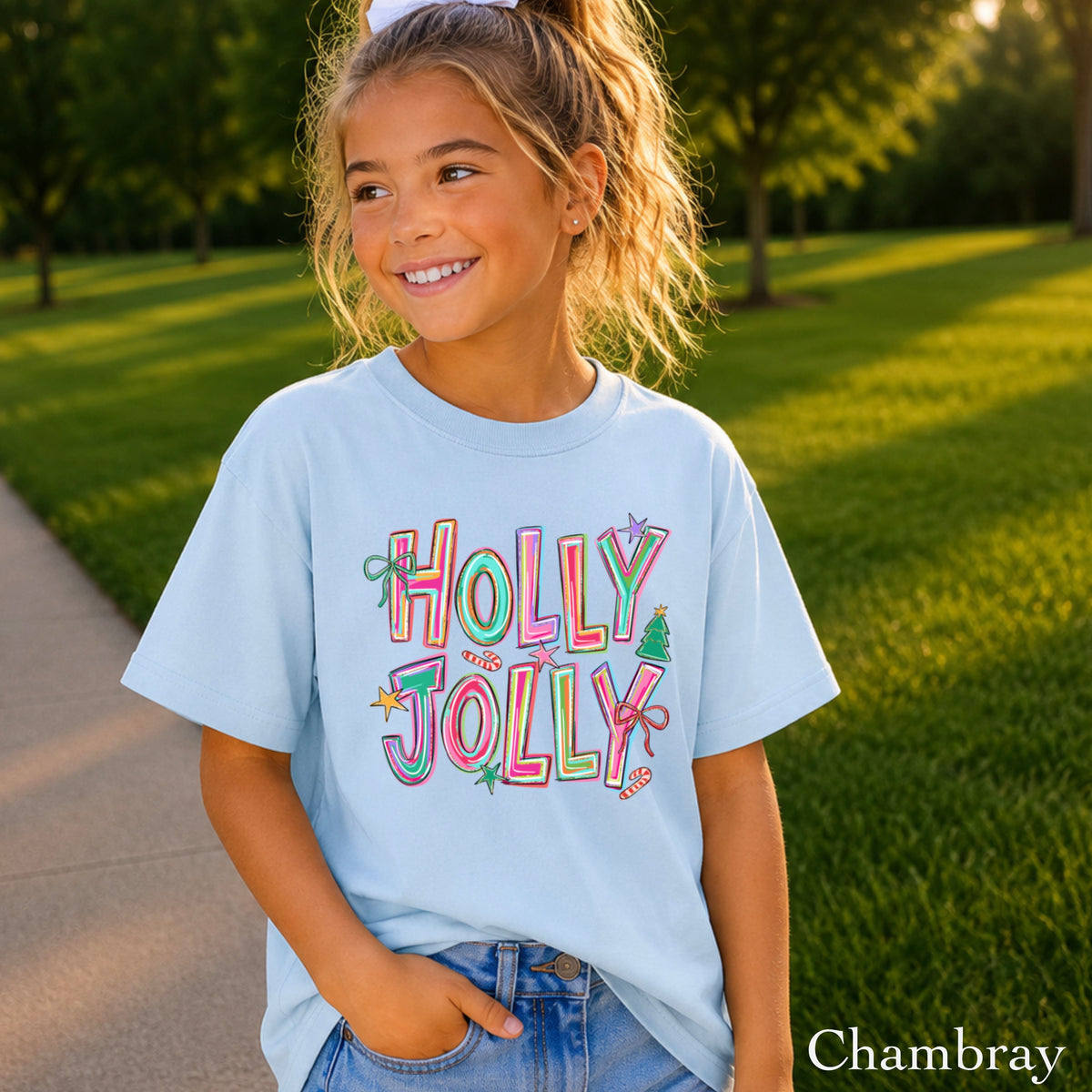Holly Jolly Christmas Youth Comfort Color T-Shirt