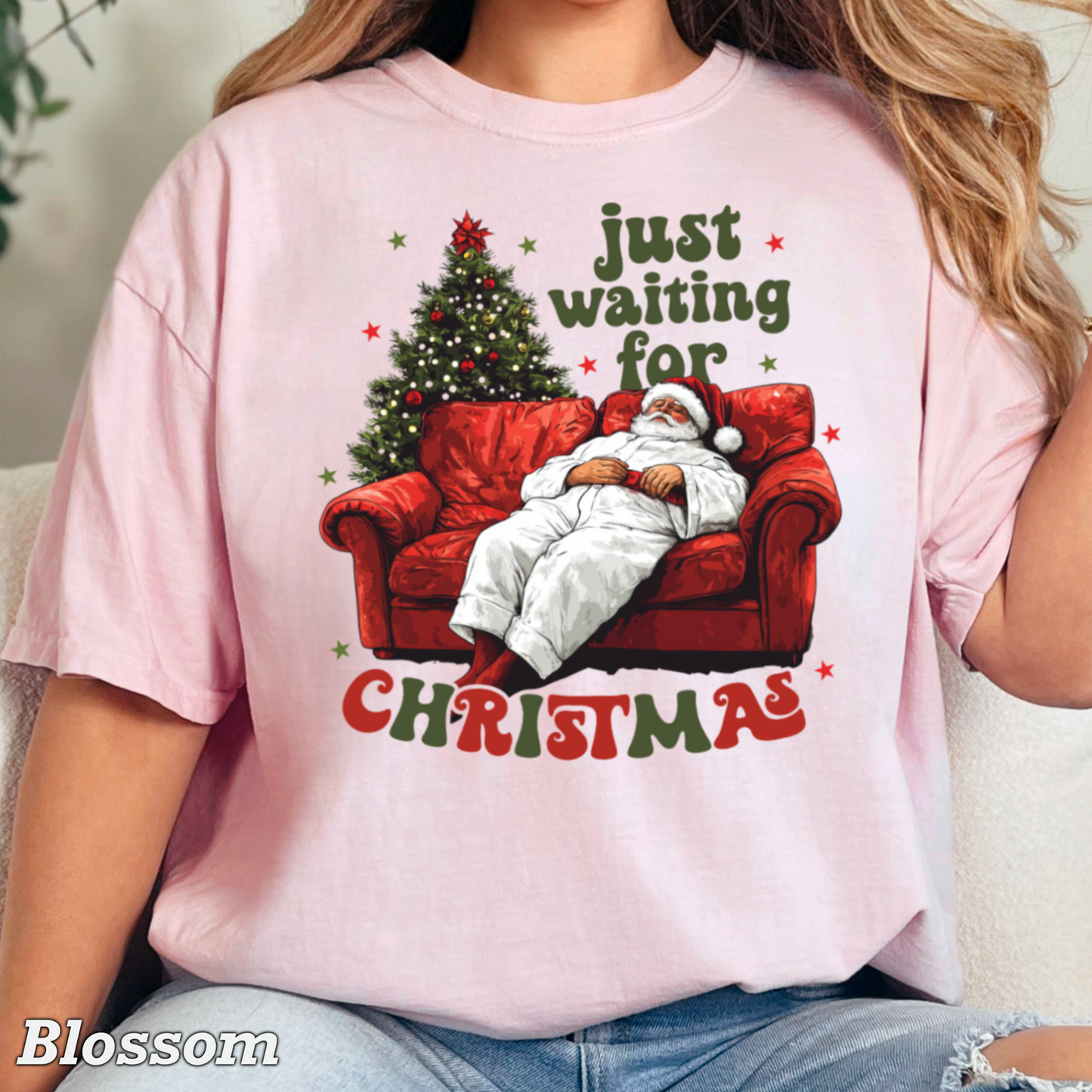Just Waiting For Christmas Comfort Color Graphic Tee