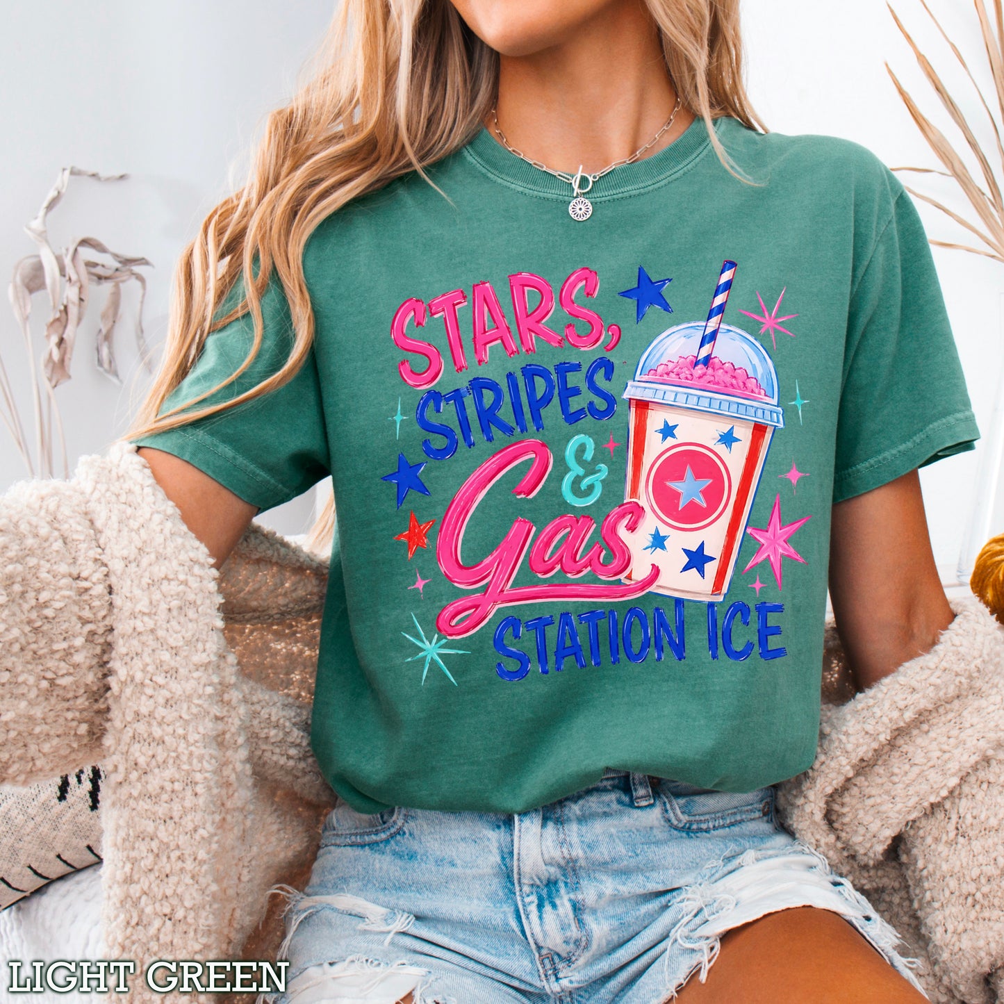 Stars Stripes & Gas Station Ice Comfort Color Graphic Tee