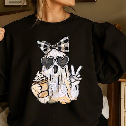 Preppy Ghost Halloween Crewneck Sweatshirt