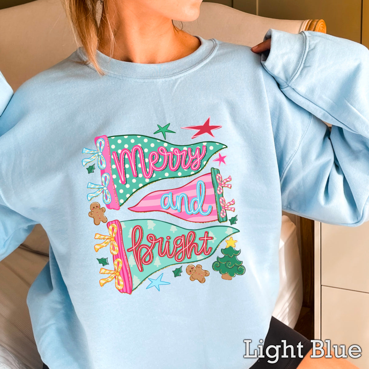 Merry And Bright Christmas Crewneck Sweatshirt