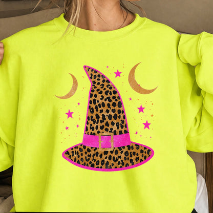 Leopard Witches Hat Halloween Crewneck Sweatshirt