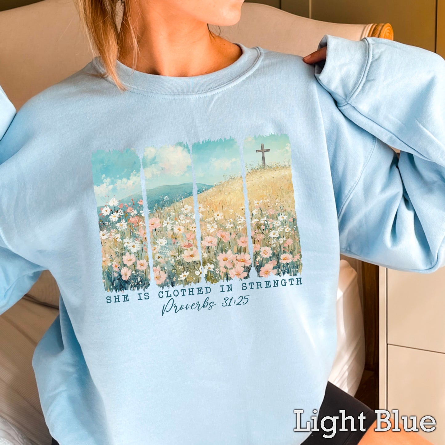 She Is Clothed Christian Crewneck Sweatshirt