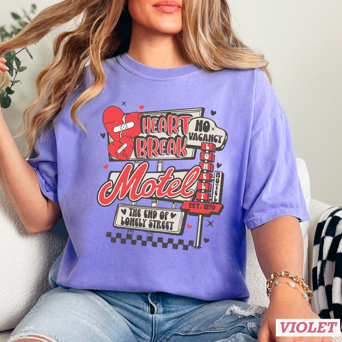 Heart Break Motel Valentine’s Day Comfort Color Graphic Tee