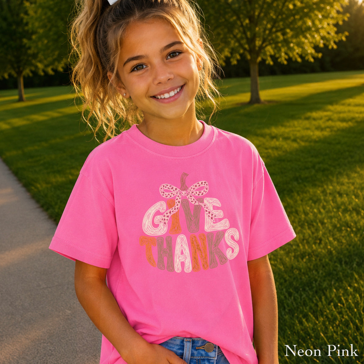 Give Thanks Thanksgiving Youth Comfort Color T-Shirt