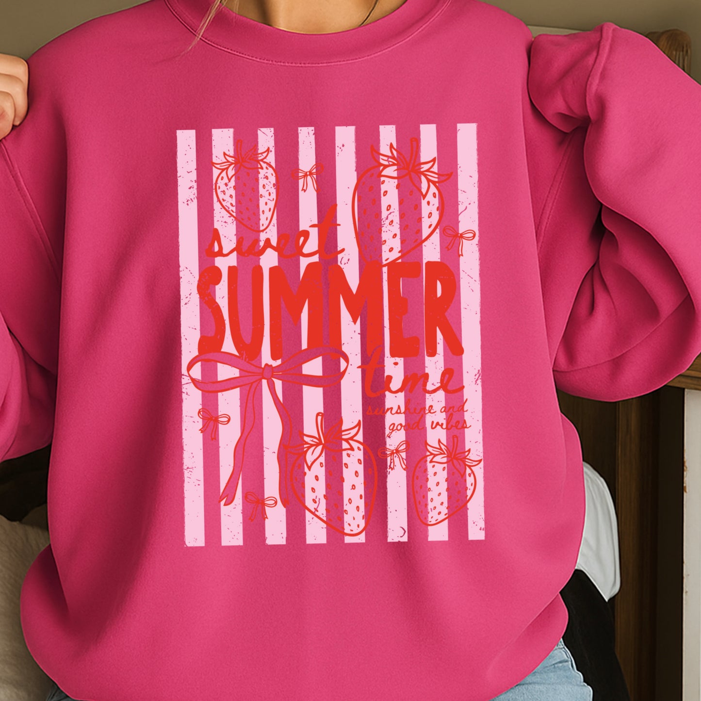 Sweet Summertime Strawberry Crewneck Sweatshirt