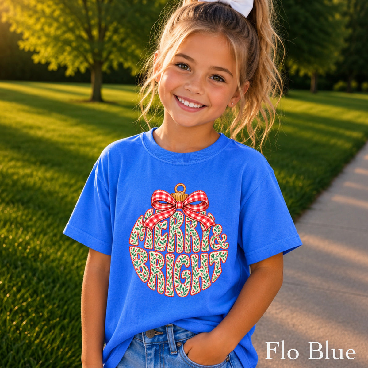 Merry & Bright Christmas Youth Comfort Color T-Shirt