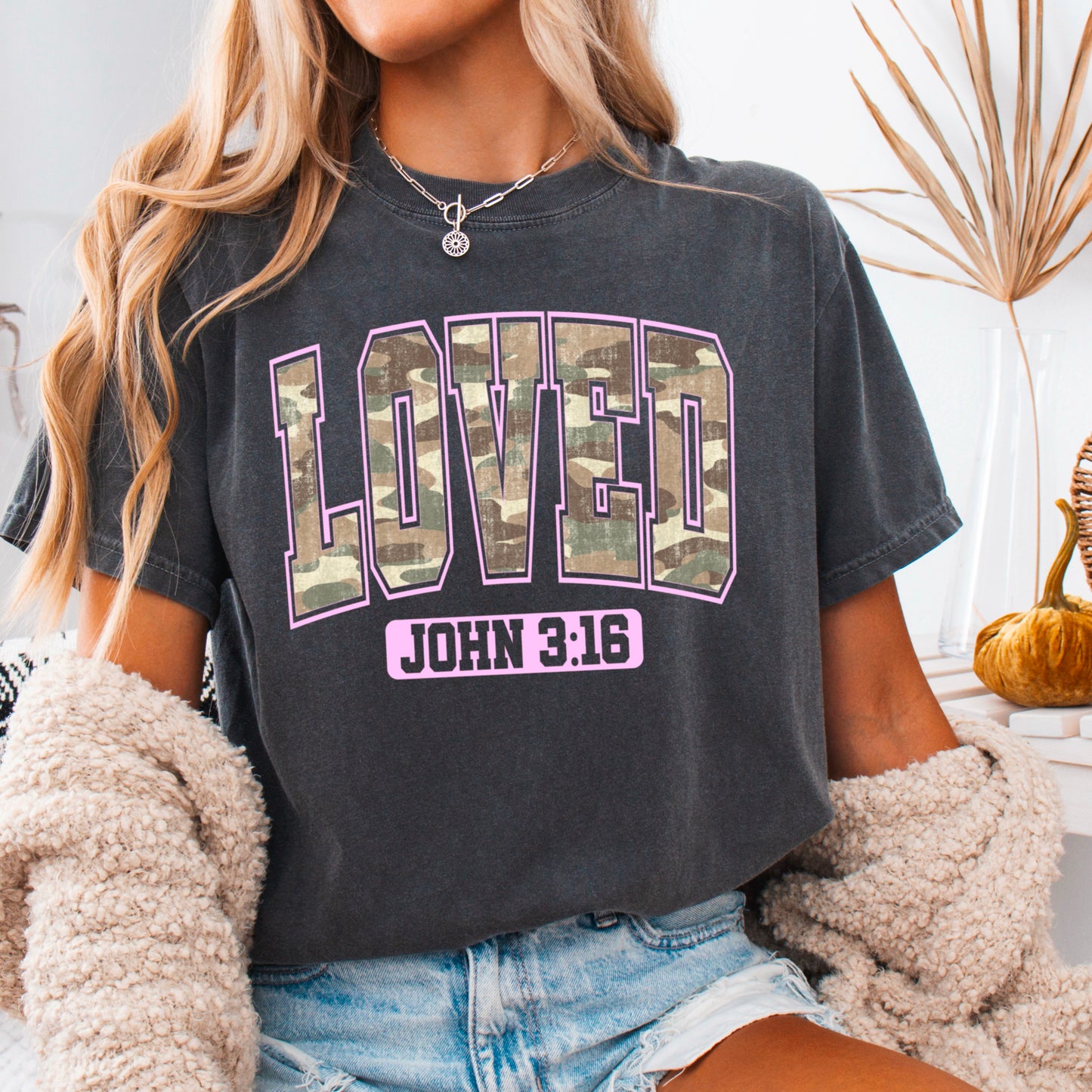 Camo John 3:16 Valentine’s Day Comfort Color Graphic Tee