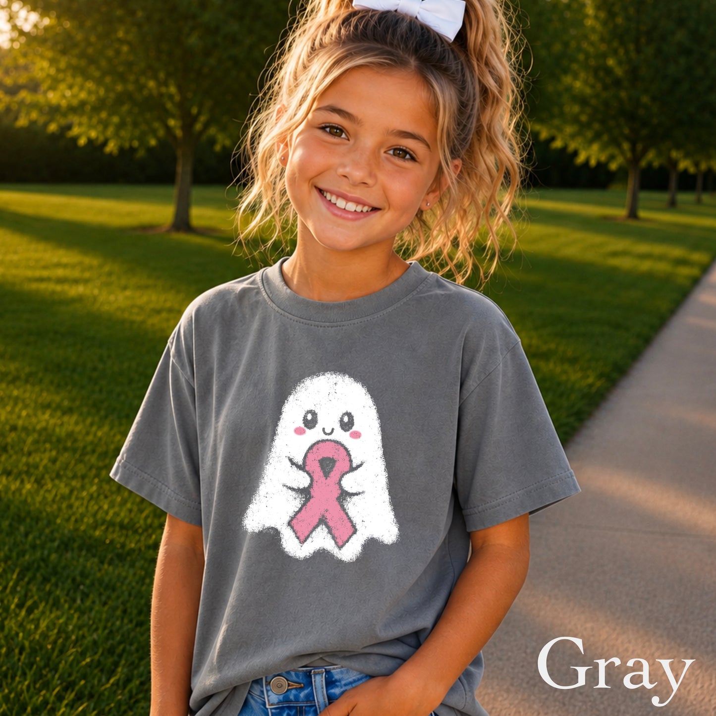Breast Cancer Ghost Youth Comfort Color T-Shirt