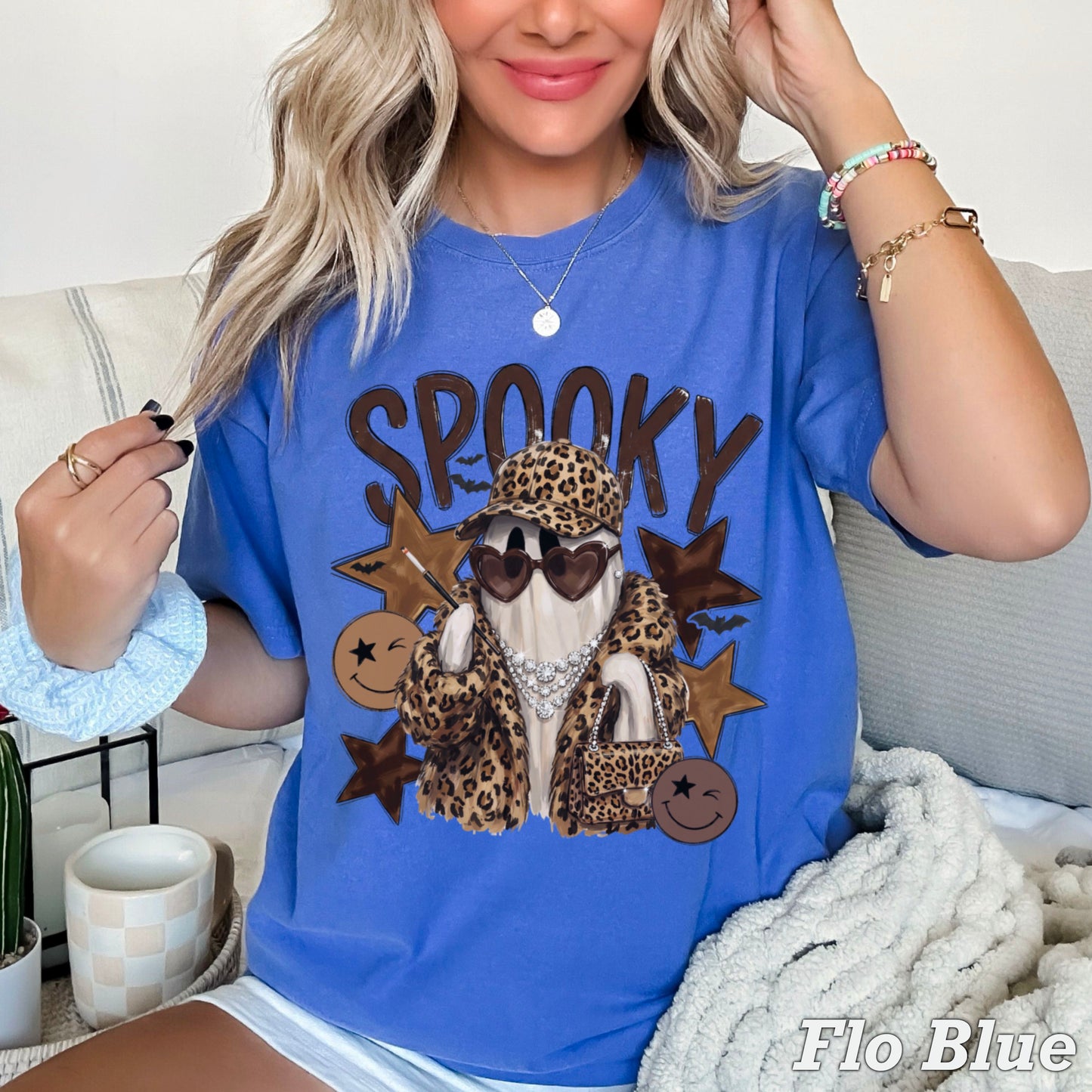 Leopard Spooky Ghost Comfort Color Graphic Tee
