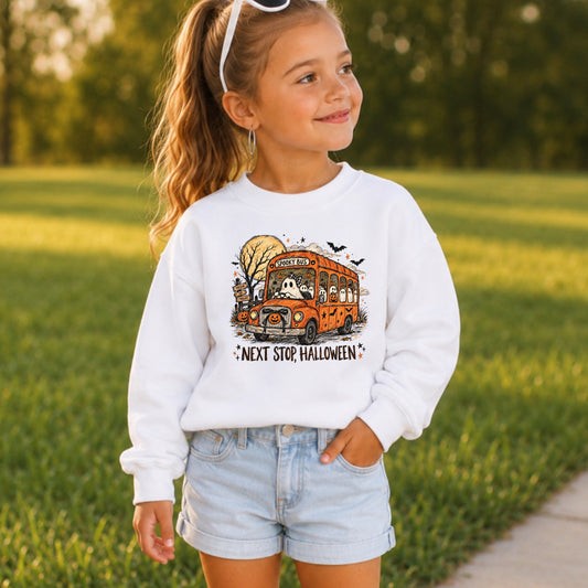 Next Stop Halloween Youth Crewneck Sweatshirt