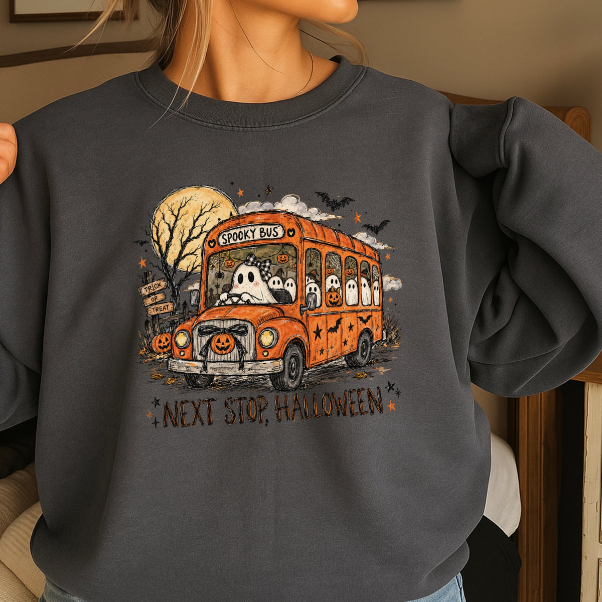Next Stop Halloween Crewneck Sweatshirt