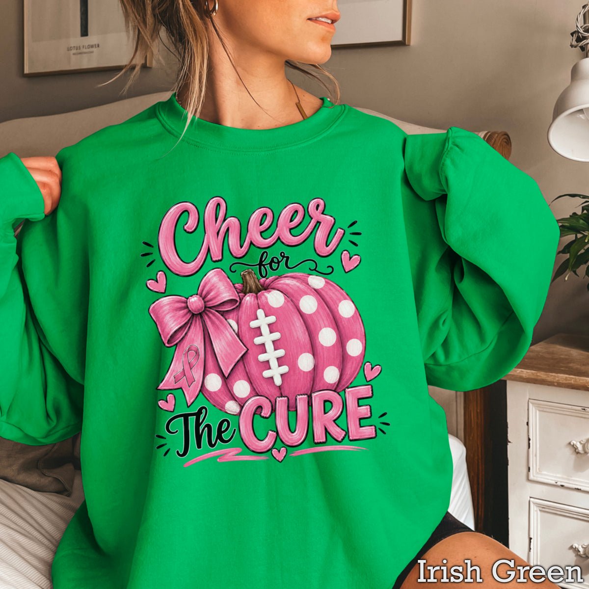 Cheer For The Cure Breast Cancer Crewneck Sweatshirt