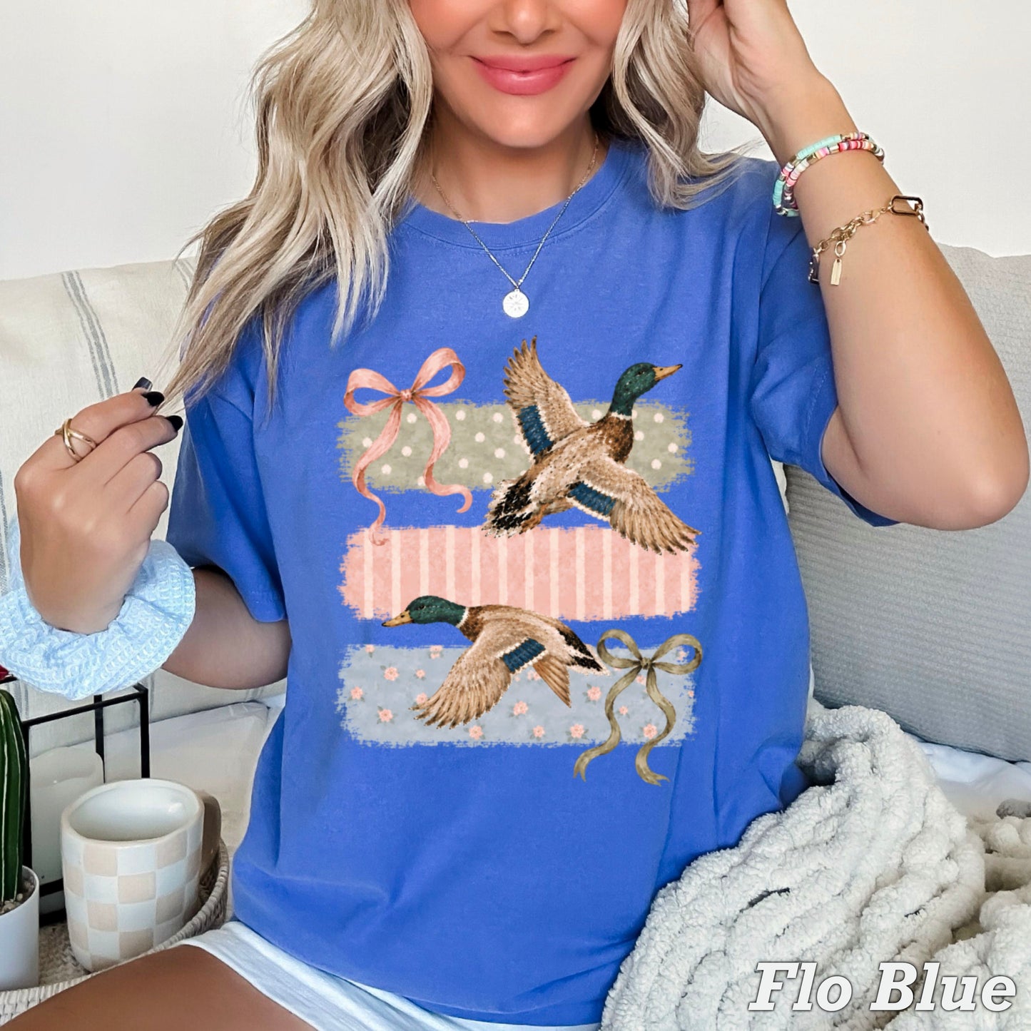 Mallard Ducks & Bows Comfort Color Graphic Tee
