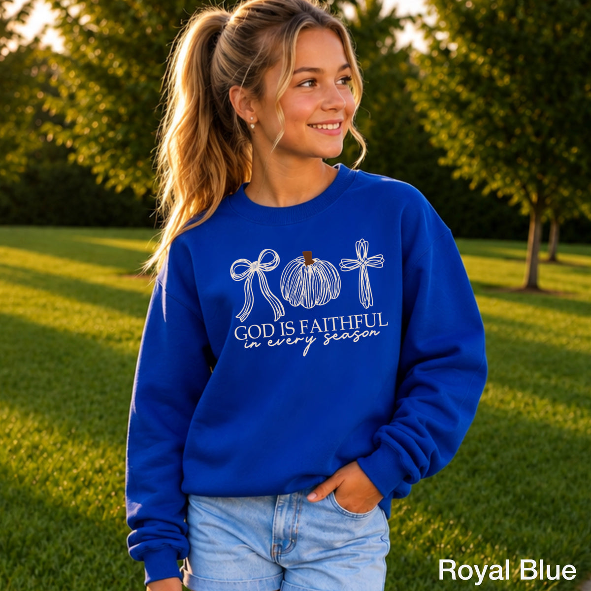 God Is Faithful In Every Season Youth Crewneck Sweatshirt