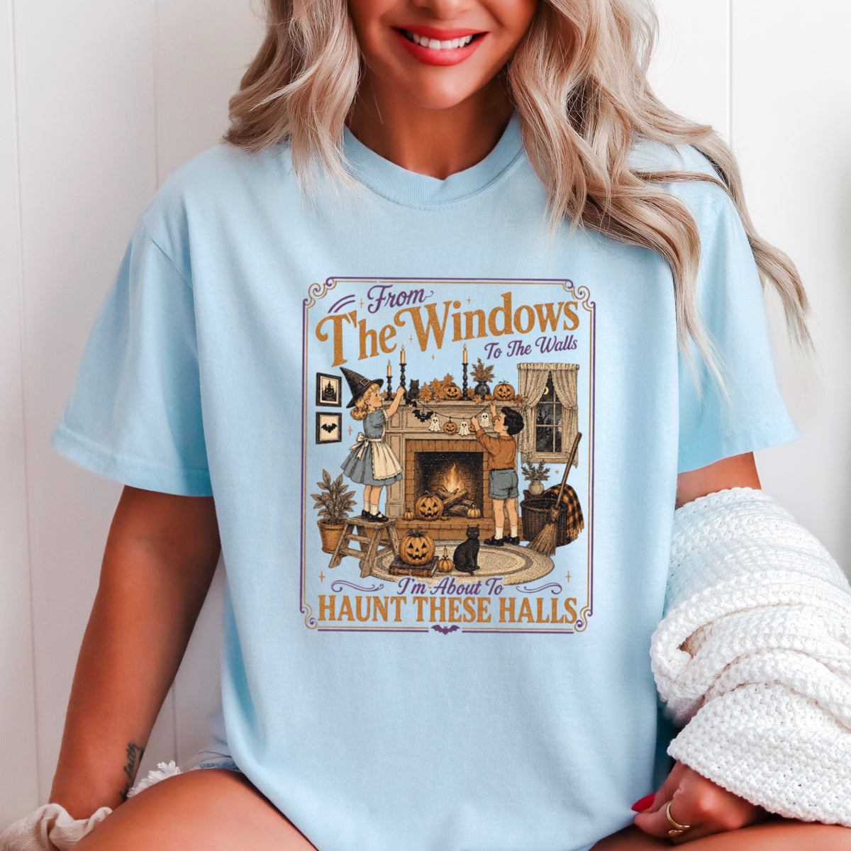 From The Windows To The Walls Halloween Comfort Color Graphic Tee