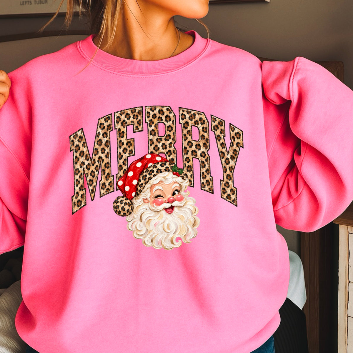 Leopard Merry Christmas Crewneck Sweatshirt