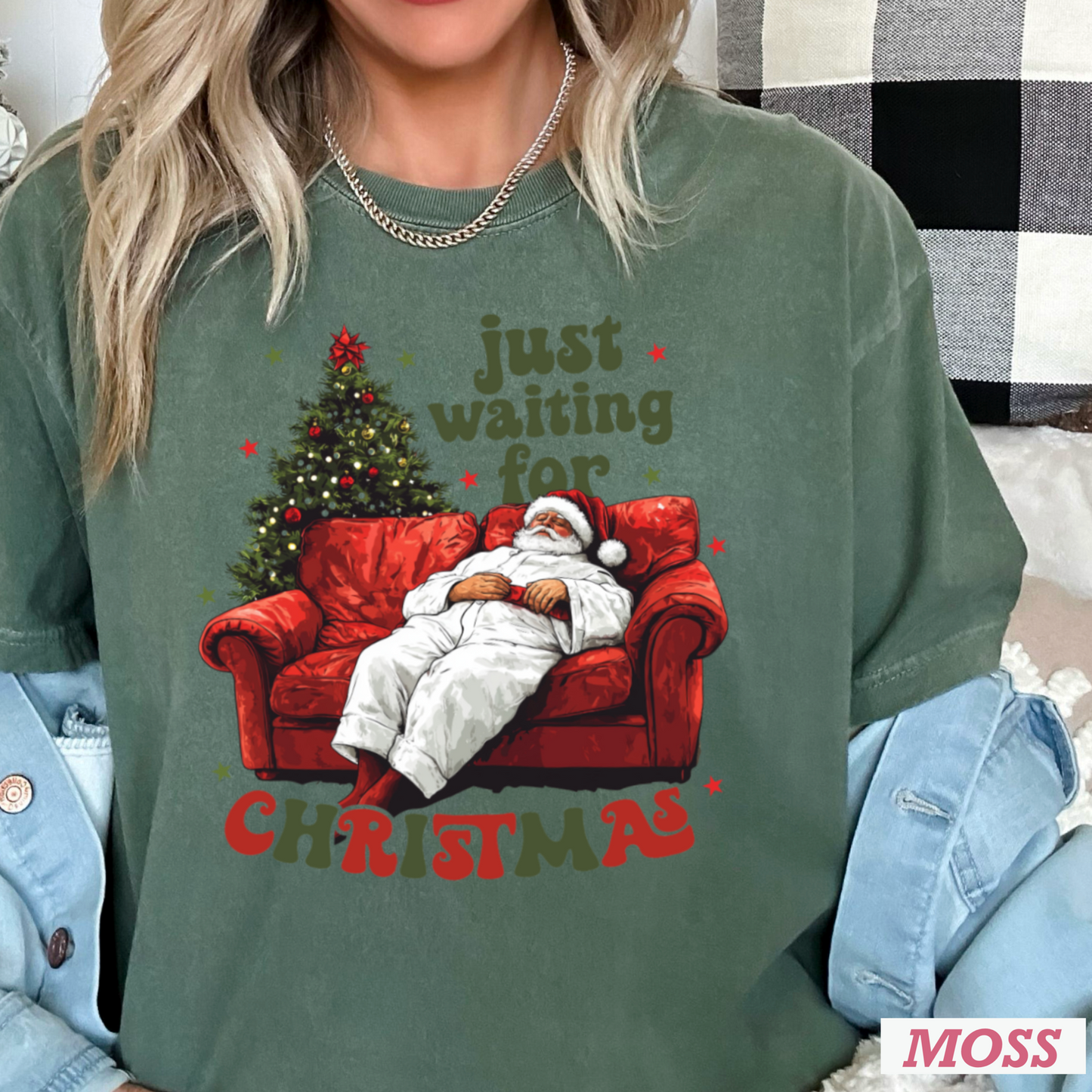 Just Waiting For Christmas Comfort Color Graphic Tee