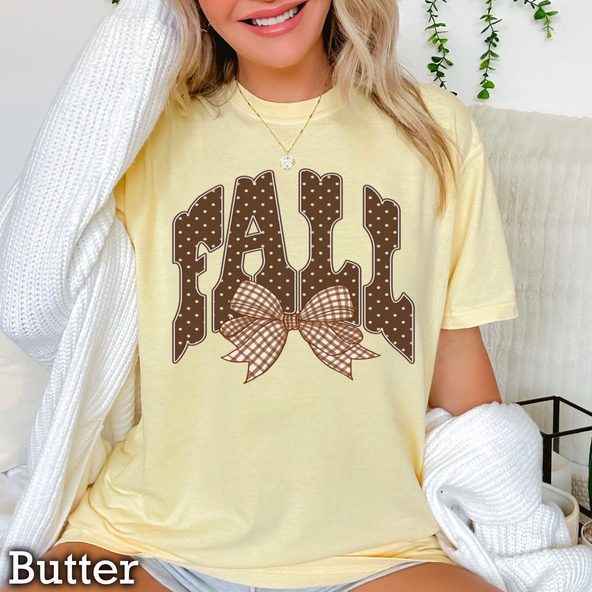 Fall Gingham Comfort Color Graphic Tee