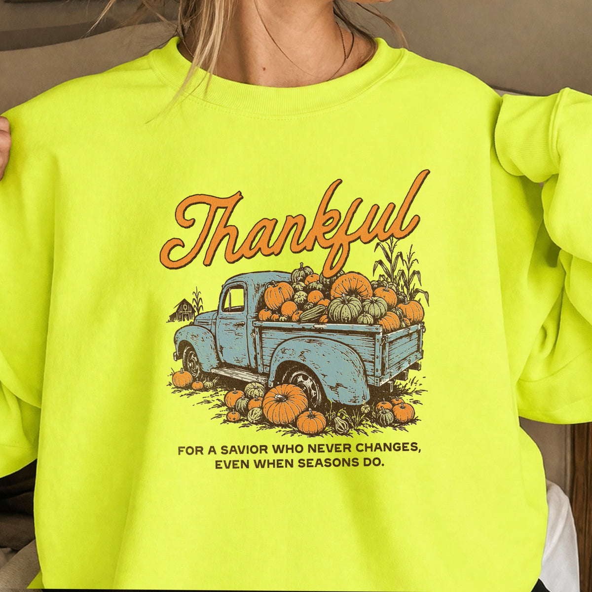 Thankful For A Savior Thanksgiving Crewneck Sweatshirt