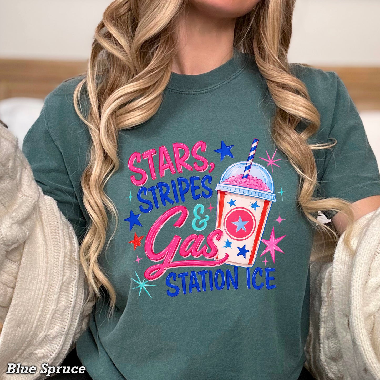 Stars Stripes & Gas Station Ice Comfort Color Graphic Tee