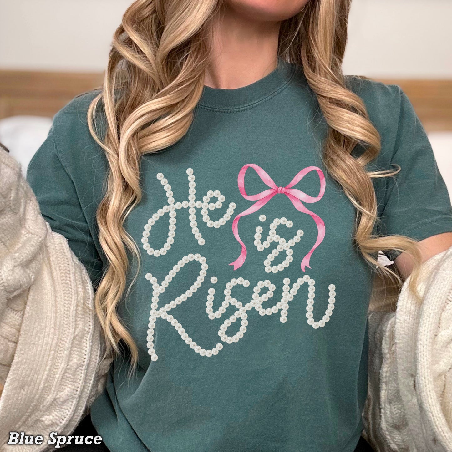 He Is Risen Easter Comfort Color Graphic Tee